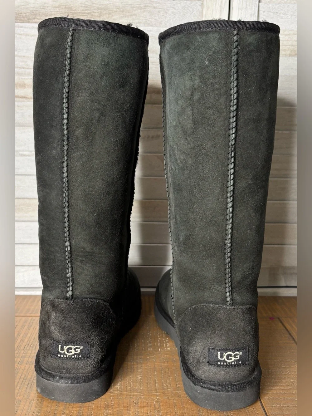 UGG Australia Classic Tall Suede Sheepskin Winter Boots Black Size 10